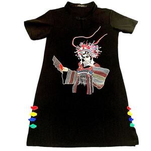 Womens Dress Large Halloween Festival Mini Party Artsy Fitted Statement Bold